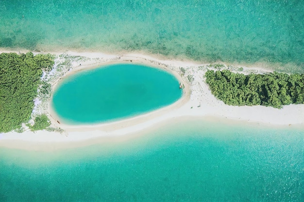 Lagoa azul na bela ilha exótica e águas claras