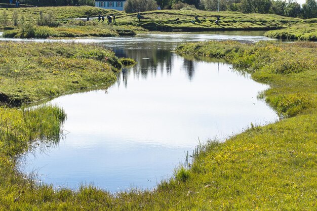 Lagoas no vale do rio Oxara em Thingvellir