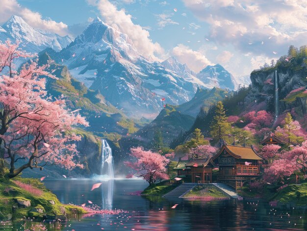 Los lagos de alta montaña las flores rosas