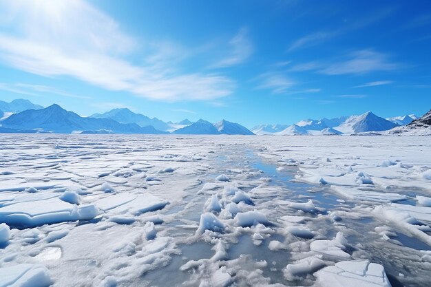 Lagos congelados con hielo azul claro