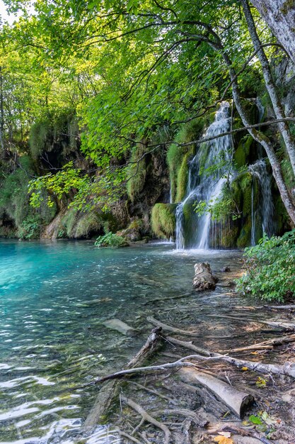 Lagos de Plitvice en Croacia hermoso paisaje de verano con cascadas