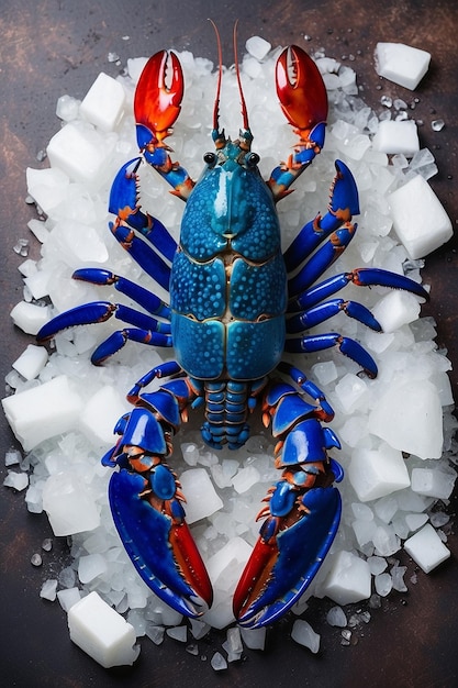 Foto lagosta azul no gelo