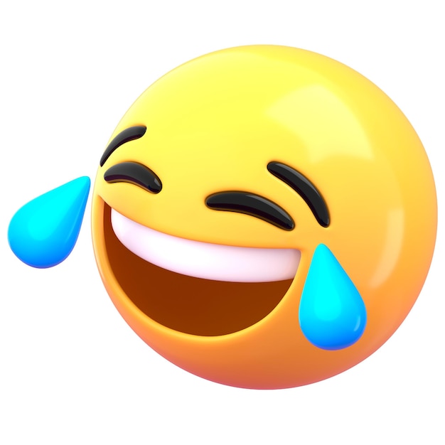 Lágrimas de alegría 3D png emoticon pegatina de fondo transparente