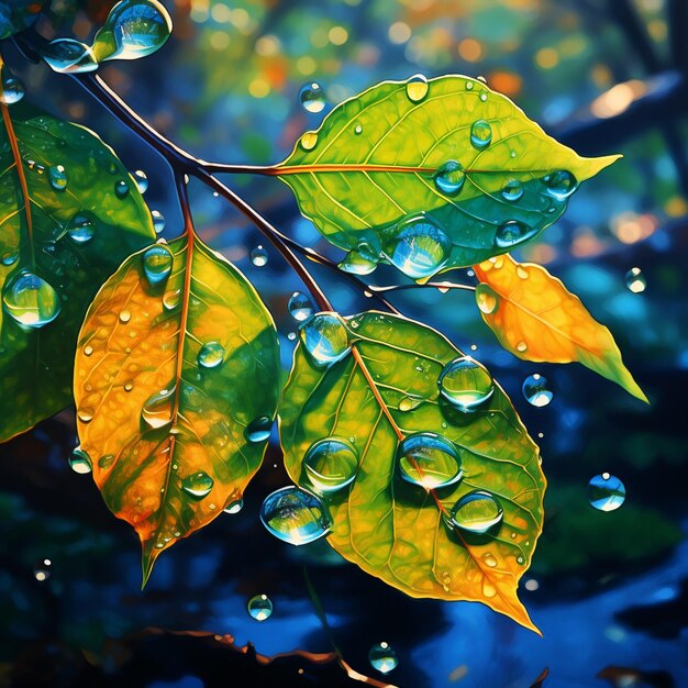 Foto las lágrimas de la mañana de la naturaleza