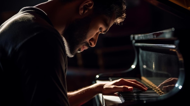 Las lágrimas del pianista apasionado durante la composición del poder de la música evocadora