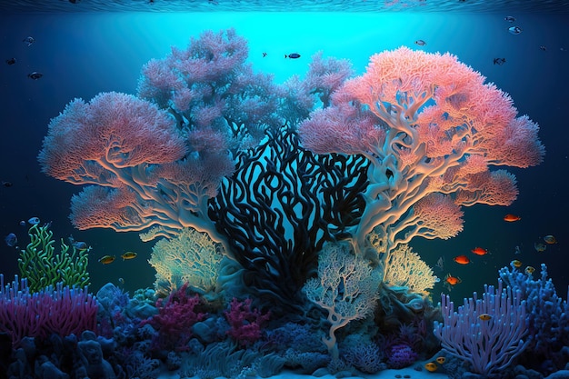 Laguna de coral marino Arrecife de coral submarino y ecosistema oceánico