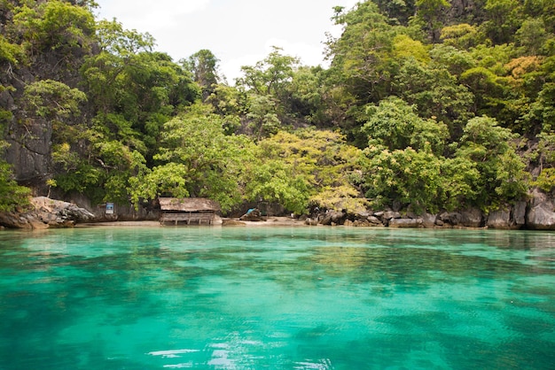 Laguna verde rodeada de rocas, El Nido, Palawan, Filipinas
