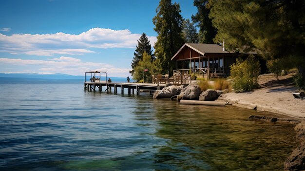 Foto lake tahoe39s cottages uma vinheta de charme de cabincore na doca