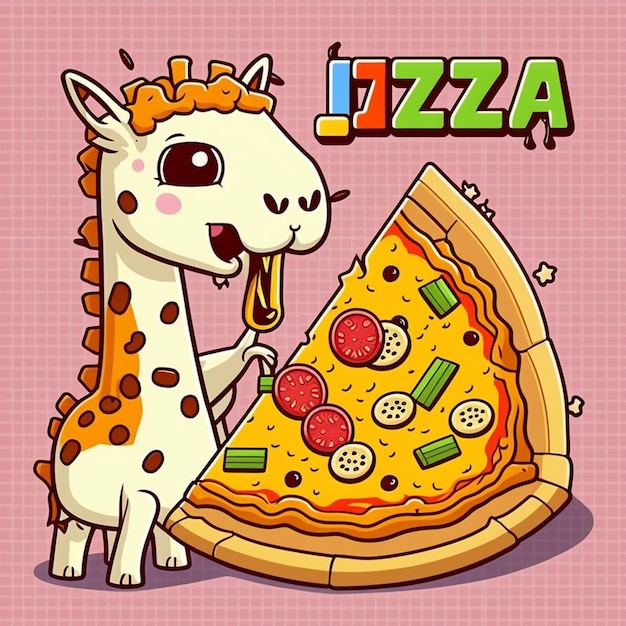 Lama isst eine Pizza Vektor-Illustration