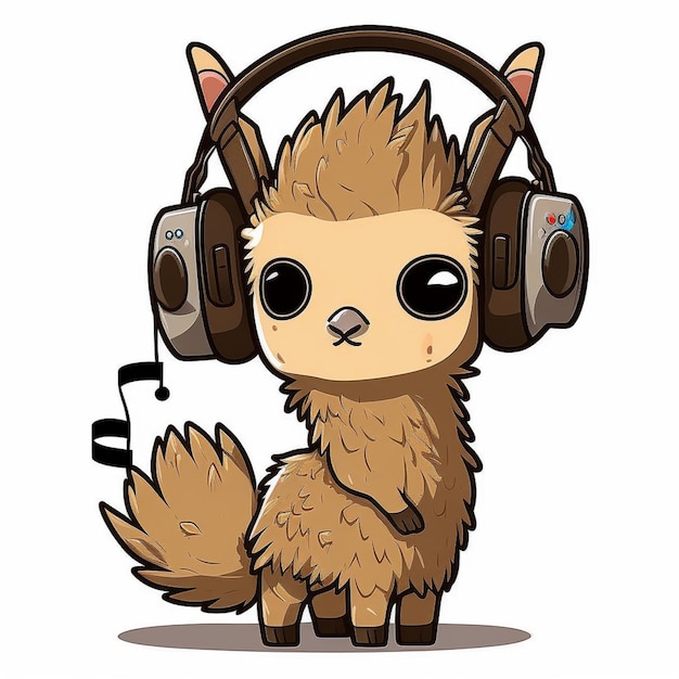 Lama con un vector de auriculares