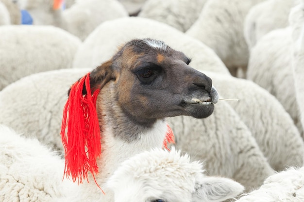 Lamas em AndesMountains Peru