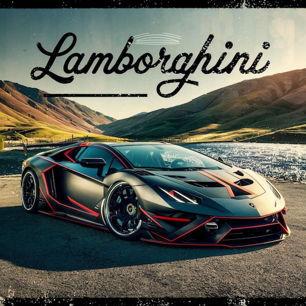 Lamborghini-Auto an einem wunderschönen Ort