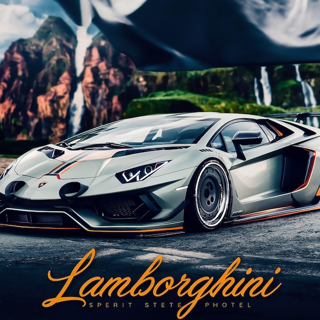 Lamborghini-Auto an einem wunderschönen Ort