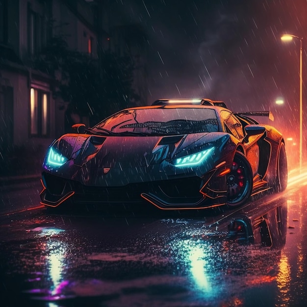 Lamborghini im Regen Hintergrundbilder