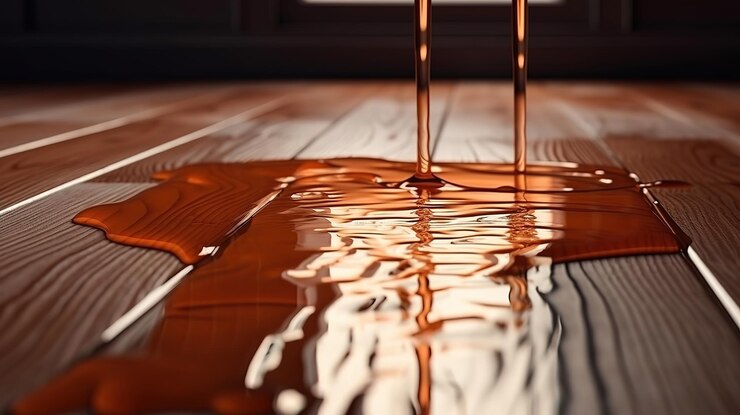 Laminado de madera y tablero de parquet con agua derramada Ai generativo