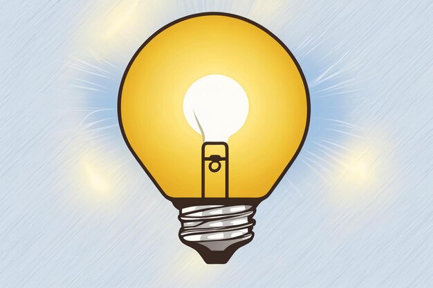 Foto lâmpada com raios brilhando energia e símbolo de ideia