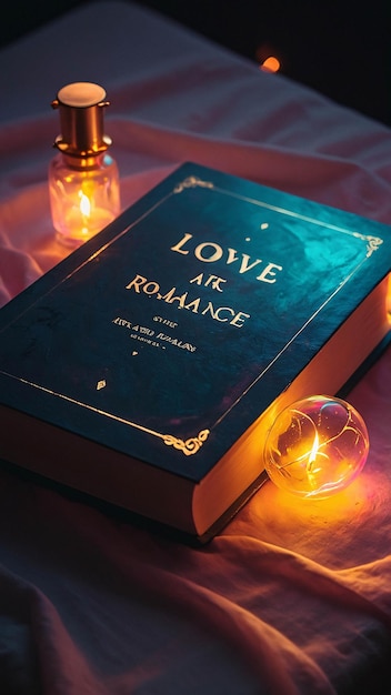 Lâmpada de amor brilhante com livro aberto Romântico e quente Nuance confortável em uma sala de leitura