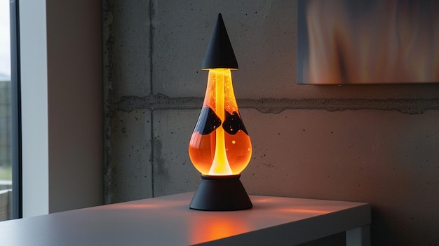 Foto lâmpada de lava laranja e preta