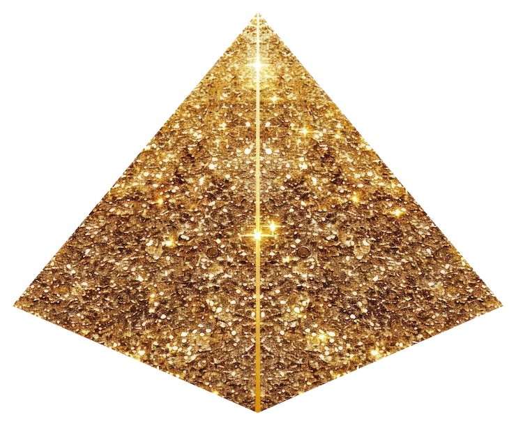 Foto lâmpada de lustre de pirâmide de linha única de brilho dourado png