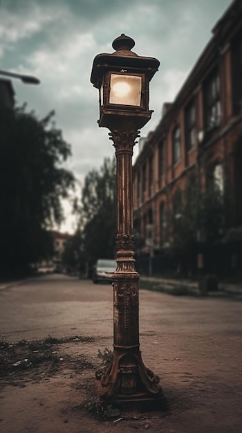 Lâmpada de rua nostálgica poste de metal