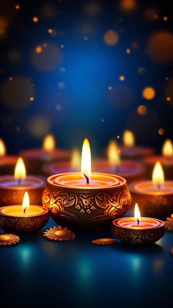 Lâmpada Diwali tradicional com velas Generative Ai