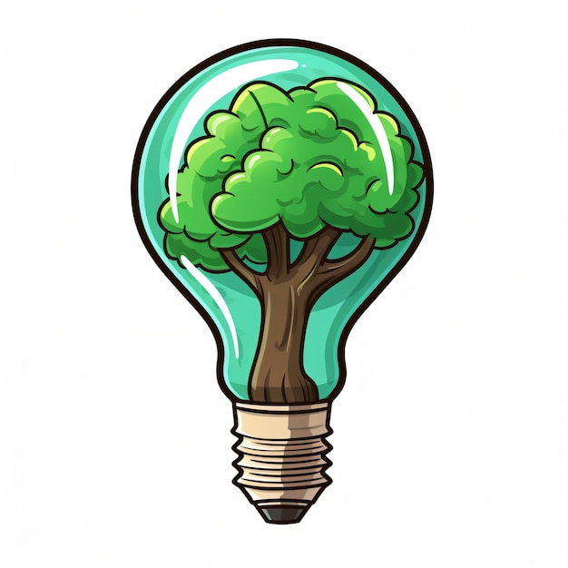 Lâmpada ecológica, árvore verde ou lâmpada de economia de energia