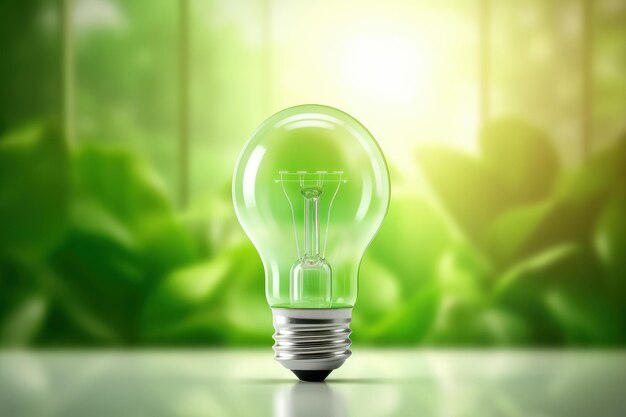 Lâmpada Ecológica Eficiência Energética Conceito de Energia Renovável e Sustentável Generative Ai