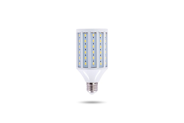 Lâmpada economizadora de led, tampa de rosca e27 230v isolada em fundo branco.