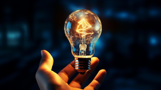 Lâmpada elétrica de ideia criativa portátil ou lâmpada de inspiração brilhante poder de inovação por ai