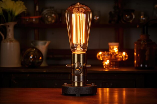 Lâmpada em uma lâmpada com filamento vintage edison