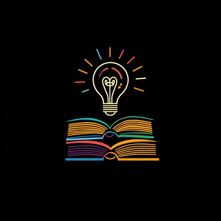 Foto lâmpada luminosa flutuando acima de um livro aberto simbolizando conhecimento ideias inspiração em uma biblioteca