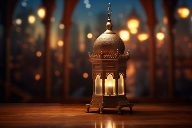 Lâmpada Real Elegante Antiga com Mesquita para o Ramadão Kareem Eid Mubarak em uma foto gratuita