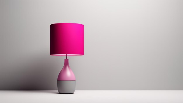 Lâmpada rosa de cores brilhantes com design gráfico minimalista