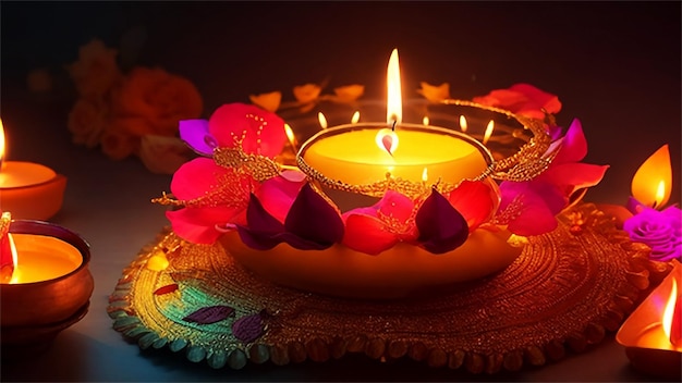 Lâmpadas de óleo Diya para o festival Diwali Festival hindu de celebração das luzes