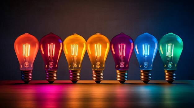 lâmpadas de várias cores no estilo Generative AI