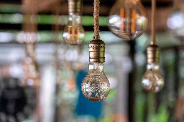 Lâmpadas decorativas antigas estilo edison lâmpada elétrica vintage closeup