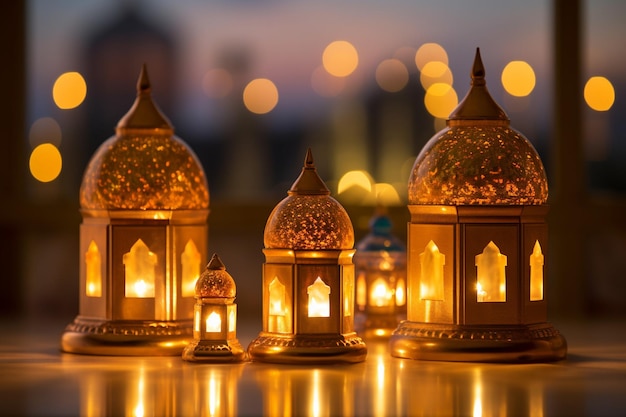 Lâmpadas decorativas do festival do Eid com design islâmico
