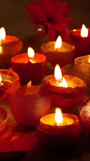 Foto lâmpadas diwali ou deepawali brilhantes