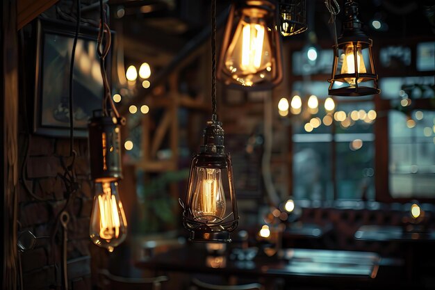 lâmpadas Edison antigas vintage para o ambiente do café