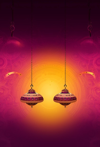 Lâmpadas indianas de Diwali Design de cartão feliz Diwali Festival indianoGreetings card poster flyer background