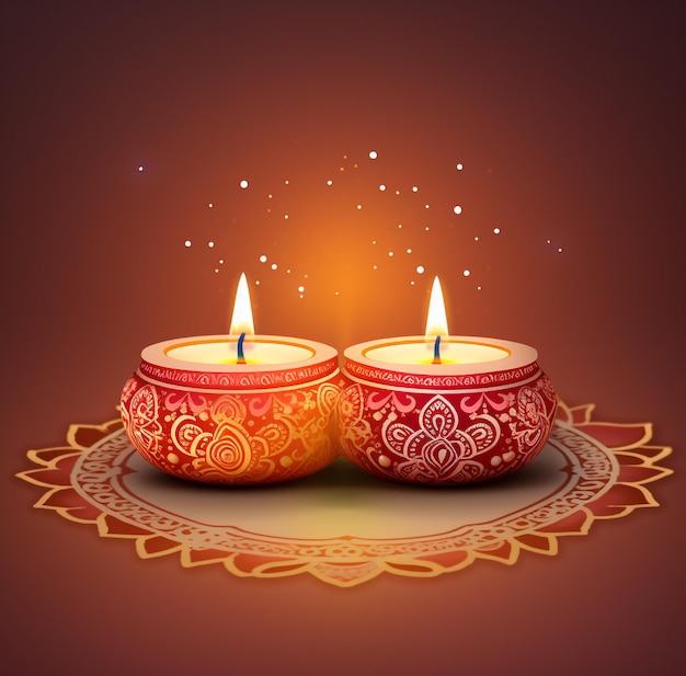 Lâmpadas indianas de Diwali Design de cartão feliz Diwali Festival indianoGreetings card poster flyer background