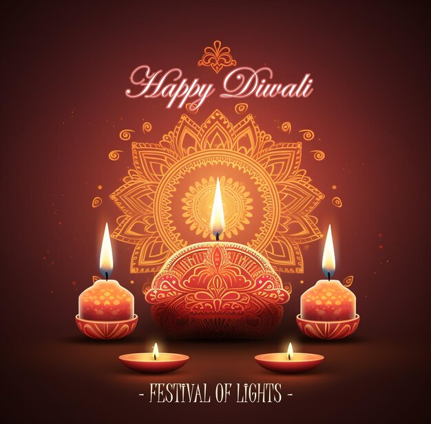 Lâmpadas indianas de Diwali Design de cartão feliz Diwali Festival indianoGreetings card poster flyer background