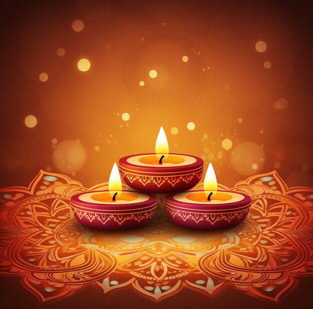 Lâmpadas indianas de Diwali Design de cartão feliz Diwali Festival indianoGreetings card poster flyer background