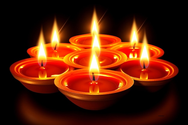 lámpara de aceite de arcilla en fondo oscuro feliz Diwali papel pintado