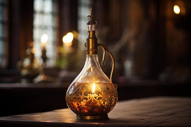 Foto lámpara de aceite en una capilla tranquila