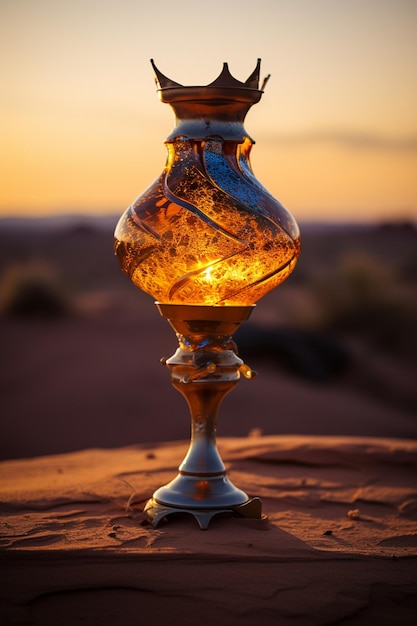 Foto la lámpara de aladino en el desierto ia generativa