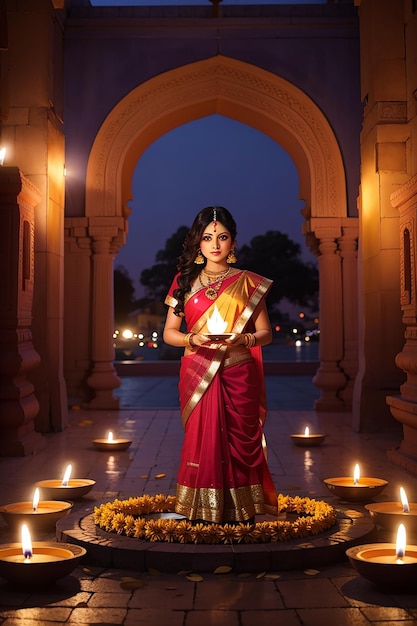 Foto lámpara del festival diwali en casa