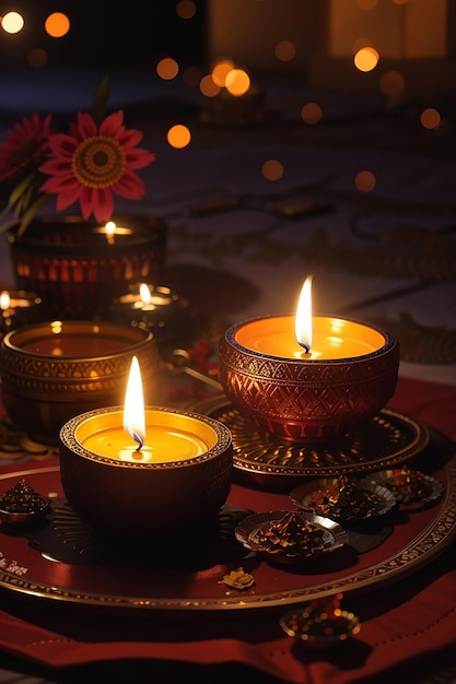 Foto lámpara del festival diwali en casa