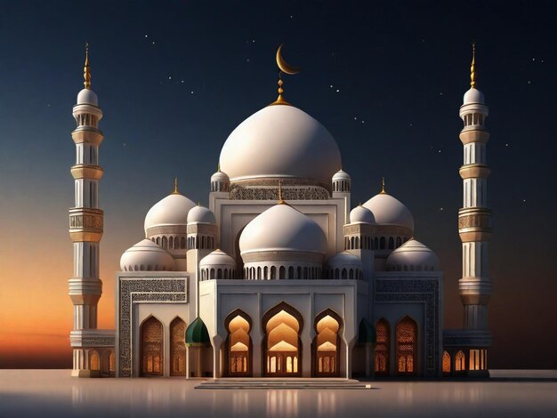 Lámpara islámica de Ramadán por la noche con un fondo ligero borroso