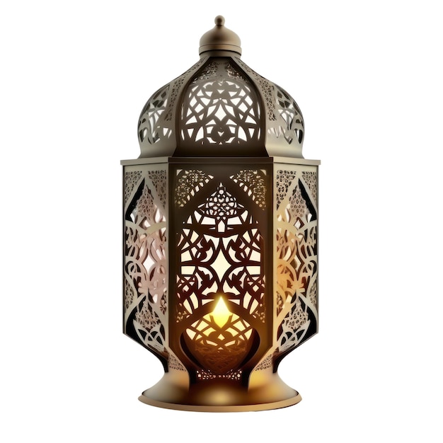 Una lámpara con una luz adentro que dice ramadan